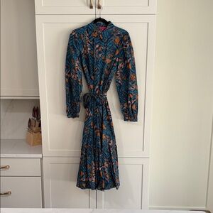 Flying Tomato Blue and Orange Long Sleeve Dress